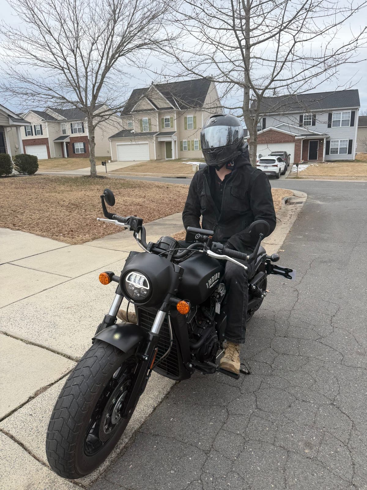 Sport motorcycle in parking lot